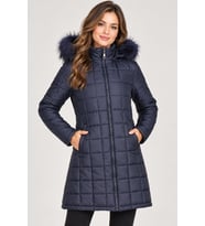 Dewberry Kadın %100 Polyester Kaban Lacivert Z9653 Günlük Dış Giyim, Şehir ve Ofis Stili, Hafta Sonu Kombini
