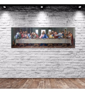 BK Home Da Vinci'nin Son Akşam Yemeği Panorama Kanvas Tablo 100x35cm-1