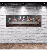BK Home Da Vinci'nin Son Akşam Yemeği Panorama Kanvas Tablo 100x35cm-1