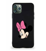 Apple iPhone 11 Pro Max Soft Premier Kapak Minnie Mouse-B Tasarımlı Silikon Kılıf - Siyah (Şeffaf)