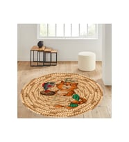 Eliana Home Baskılı, Yıkanabilir Kaymaz Taban Yuvarlak Halı LNA7060-SD333 120x120 cm (Kahverengi)