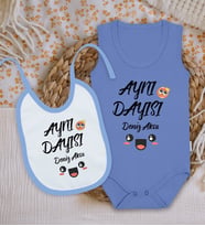 BK Kids Kişiye Özel İsimli Mavi %100 Pamuklu Askılı Sıfır Kol Bebek Body Zıbın ve Mama Önlüğü Hediye Seti-11