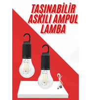 Şarjlı Aydınlatma Ampul Tasarımlı Ambians Işık Askılı Kamp Lambası