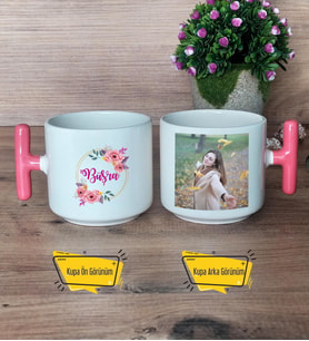 İsme Özel Kupa Bardak Fotoğraflı T Pembe Kulplu Anneye Ablaya Kardeşe Sevgiliye Doğum Günü Hediyesi