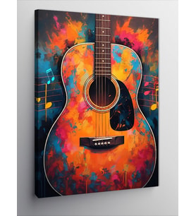 Kanvas Tablo Renkli Gitar