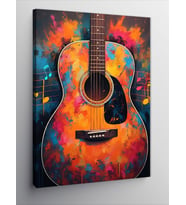 Kanvas Tablo Renkli Gitar