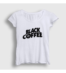 Presmono Kadın Beyaz Black Coffee Hediye Filtre Kahve T-Shirt 507001tt (Beyaz)