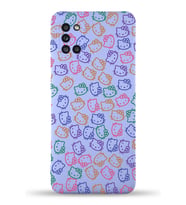 Samsung Galaxy A31 Uyumlu Lansman Kılıf Hello Kitty Tasarımlı İçi Kadife Kapak-Lila (Şeffaf)