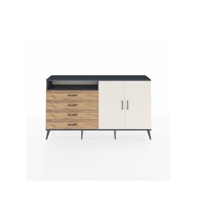 Arges Konsol 3 Raflı 4 Çekmeceli 2 Kapaklı 176x30x99 Antrasit-Aytaşı/Çam
