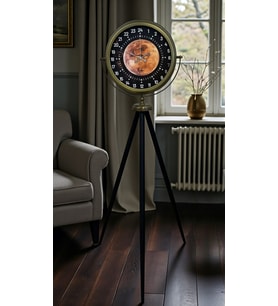 Eskitme 24 Saat Göstergeli Özel Tasarım Tripod Ayaklı Saat (Standart)