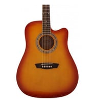 Washburn WA90CETS Elektro Akustik Gitar - Tobacco Sunburst (Orta Seviye - Cutaway)  Dahili Barcus Berry EQ4T Preamp ve Tuner, Ladin Kapak, Maun Arka ve Yanlar  Uyum: Sahne ve Kayıt Kullanımı