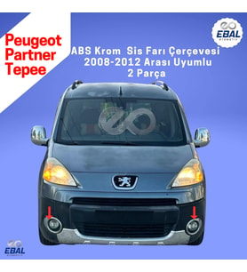 Peugeot Partner Tepee Abs Krom Sis Farı Çerçevesi 2 Parça 2008-2012 Model Uyumlu (Gümüş)