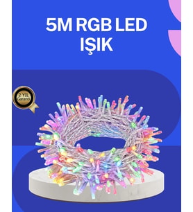 İthalat® 5 Metre Şeffaf Kablo Led Peri Işığı 50 Ampullü Dekoratif Led