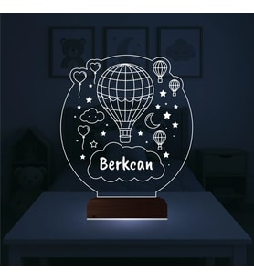 Luvivia Çocuk Odası Hediye Balon Kalp Kişiye Özel 3D Lamba - Masa Gece Lambası