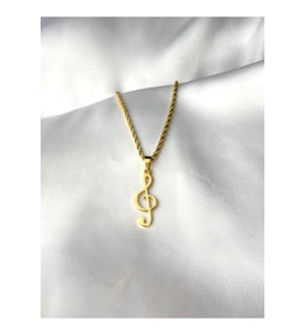 Gold Renk Paslanmaz Çelik Sol Anahtarı Kolye (Gümüş)