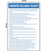 Metal Jeneratör Kullanma Talimatı 15 Cm x 20 Cm Uyarı Levhası Yönlendirme Tabelası