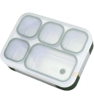Bento 1000ml Lunchbox Tek Katlı 5 Bölmeli Çelik Sefer Tası Yemek Kutusu (Koyu Yeşil)