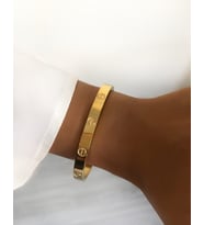 Gold Zirkon Taşlı Paslanmaz Çelik Bileklik