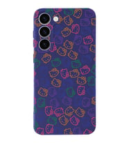 Samsung Galaxy S23 Plus Uyumlu Lansman Kılıf Hello Kitty Tasarımlı İçi Kadife Kapak-Mor (Şeffaf)