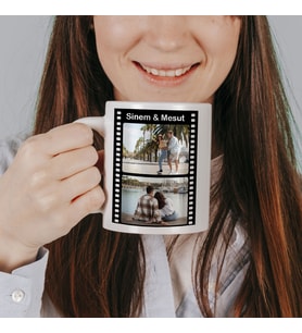 Kişiye Özel İki Fotoğraflı Film Şeridi Kupa