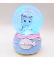 Sevimli Kedi Temalı  Işıklı Müzikli Püskürtmeli Büyük Boy  Kar Küresi