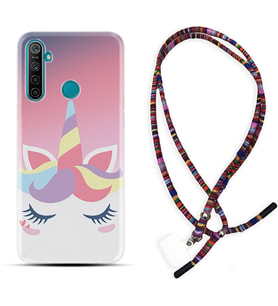 Realme 5i 5 Pro 6i 7 Pro 8 Kılıf Boyun Asklı Rasta Silikon Sweety Unicorn 1737