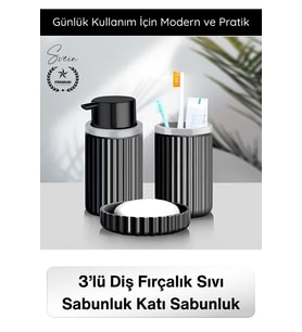 #Sabunluk Plastik Banyo Seti 3’lü Diş Fırçalık Sıvı Sabunluk Katı Sabunluk Modern Düzenleyici Şık Da