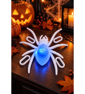 Beyaz LED Işıklı Örümcek Dekor Süsü Halloween Cadılar Bayramı Parti Süsleme Aksesuarı 16x15 cm