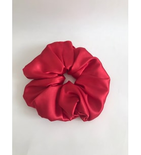 Kadın Kırmızı Saten Jumbo Boy XL Scrunchie Simit Toka