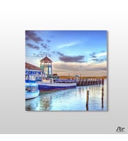 Liman Ve Gemiler Kanvas Tablo 130x130cm (Karışık)