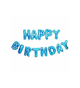 Happy Bırthday Yazılı Mavi Renk Set Balon