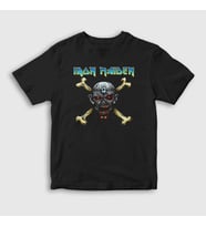 Presmono Unisex Çocuk Siyah Skull Iron Maiden T-Shirt 87031tt