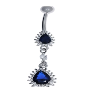 Kadın Mavi Damla Taş Detay Çelik Piercing