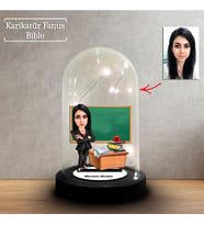 Kişiye Özel Karikatür Kadın Öğretmen Tasarımlı Fanus Biblo, Öğretmene Hediye, Öğretmenler Günü, Öğretmenler Günü Hediyesi,, FN235