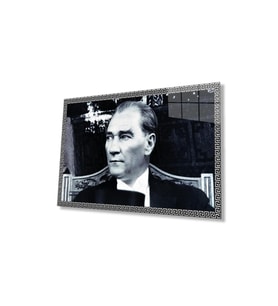 Atatürk Cam Tablo 4mm Dayanıklı Temperli Cam, Atatürk Glass Wall Art (Çok Renkli)
