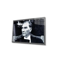 Atatürk Cam Tablo 4mm Dayanıklı Temperli Cam, Atatürk Glass Wall Art (Çok Renkli)
