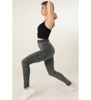 Miorre Yüksek Bel Desenli Spor Seamless Tayt (Siyah)