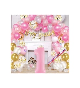 Çıtıpıtıstore 1 Yaş Pembe Doğum Günü Balon Seti