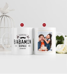 BK Gift Kişiye Özel Babalar Günü Hediyesi Fotoğraflı Kupa Bardak-24 (Beyaz)