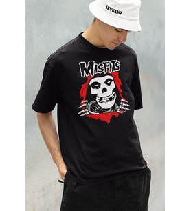 Misfits Baskılı Unisex Oversize Rock Metal Tişört