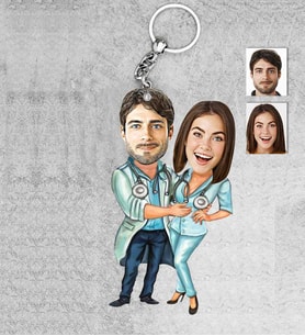 Kişiye Özel Doktor Sevgili Ahşap Anahtarlık-1