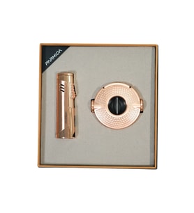 Parmida 3 Torch Bronz Çakmak Bronz V Kesici İkili Puro Seti TR9851
