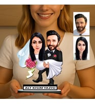 KİŞİYE ÖZEL SEVGİLİLER GÜNÜ HEDİYESİ GELİN DAMAT KARİKATÜR BİBLO FN38