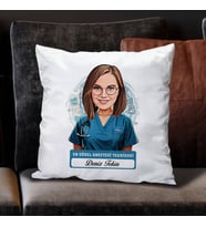 Kişiye Özel Hediye Karikatürlü En İyi Kadın Anestezi Teknikeri Yastık