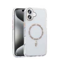 Apple iPhone 16 Plus Kılıf Taşlı Tasarım M-safe Şarj Özellikli Zore Koment Silikon Kapak
