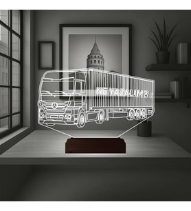 Luvivia Tır Kamyon Tırcı Mercedes Kişiye Özel 3D Lamba - Masa Gece Lambası