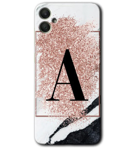 Galaxy A05 Kılıf HD Desen Baskılı Kılıf - Pembe Mermer Desenli A Harfi