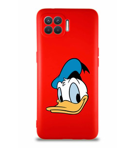 Oppo Reno 4 Lite Soft Premier Kapak Donald Duck-B Tasarımlı Silikon Kılıf - Kırmızı (Şeffaf)
