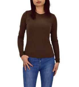 Kadın Düz Renk Vücuda Oturan Uzun Kollu Sweatshirt BGL-ST04209 (Kahverengi)