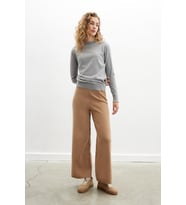 Peraluna DENISE TROUSER Rahat Kalıp Pamuk-Yün Karşım Kadın Triko Pantolon - Camel